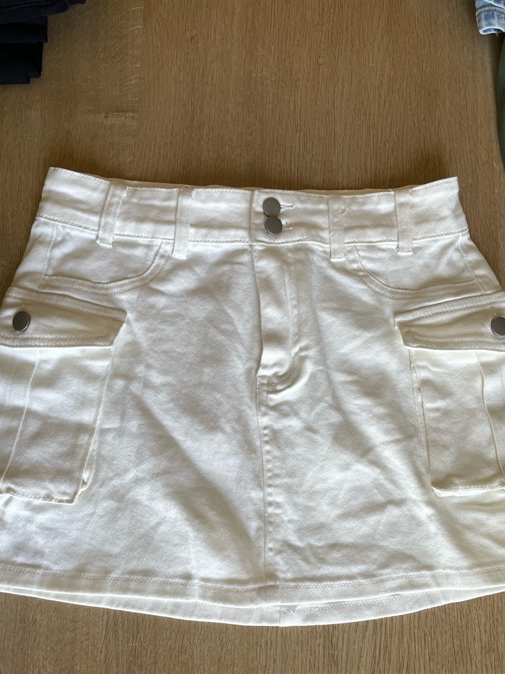 Soft White Cargo Pocket Mini Skirt
